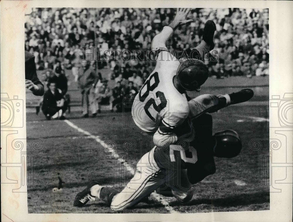 1955 Press Photo Cleveland Browns Dante Lavelliand Detroit Lions Bill Stits-Historic Images