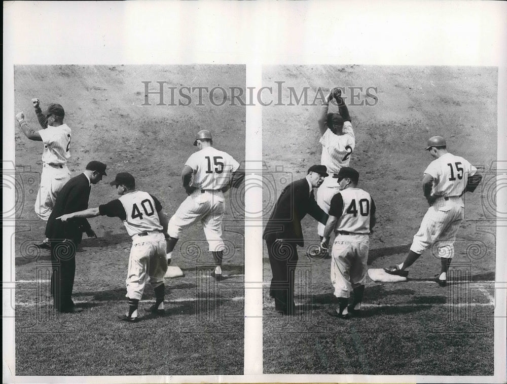 1960 Press Photo Pirates mgr. Danny Murtaugh arguing with Ump. Ken Burkhart - Historic Images