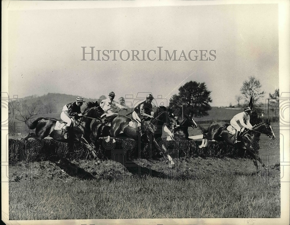 1934 A hurdle jump during the 2nd race for the Kirkwood plate in - Historic Images