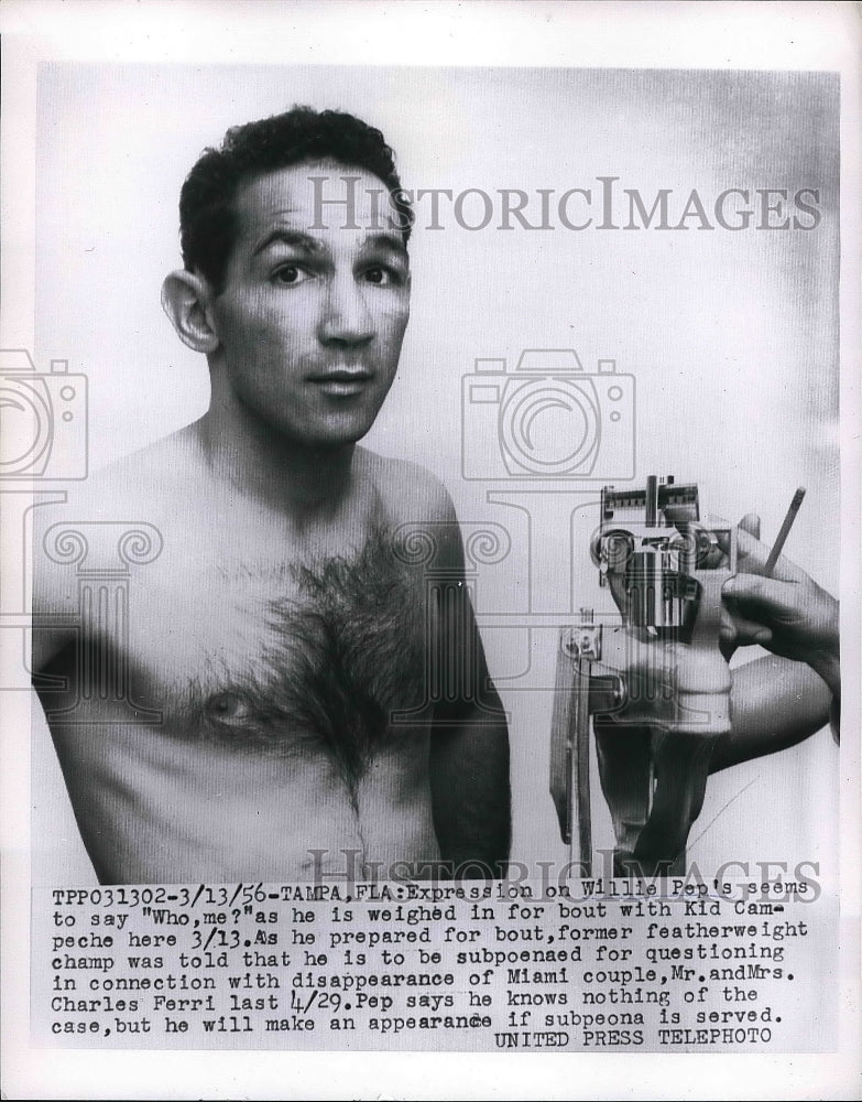 1956 Press Photo Featherweight Boxer KId Campeche - Historic Images