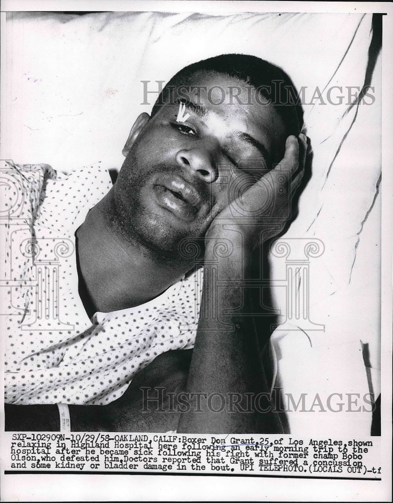1958 Press Photo Boxer Don Grant in Hospital - nea54920 - Historic Images