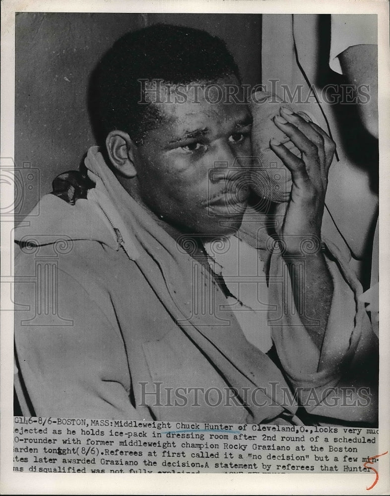 Middleweight Chuck Hunter Holds Ice Pack To Head After Match - Historic Images