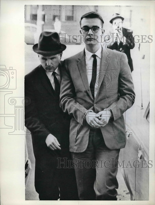 1962 George John Guessnar Escorted to Fed Building  - Historic Images