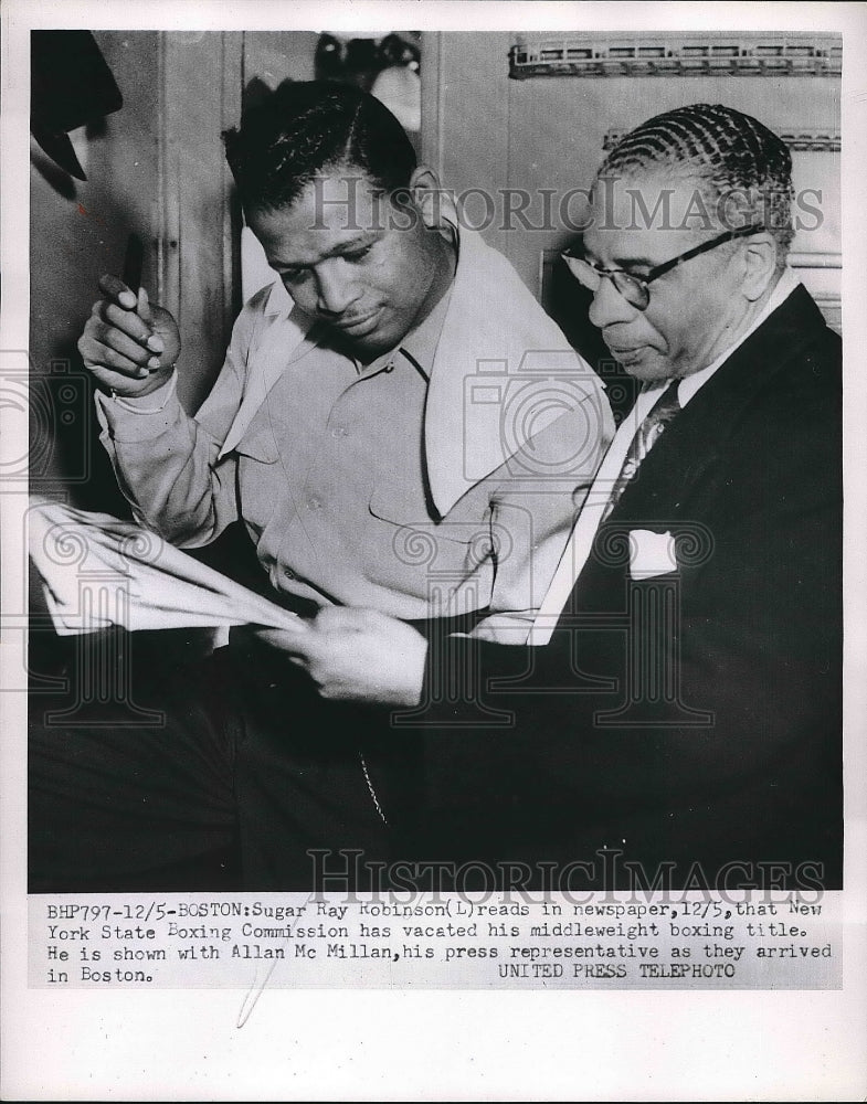 1952 Press Photo Sugar Ray Robinson New York State Boxing Commission Allan - Historic Images
