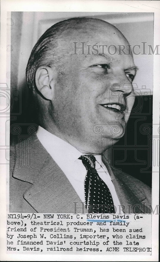 1951 C. Blevis Davis Theatrical Producer Sued - Historic Images