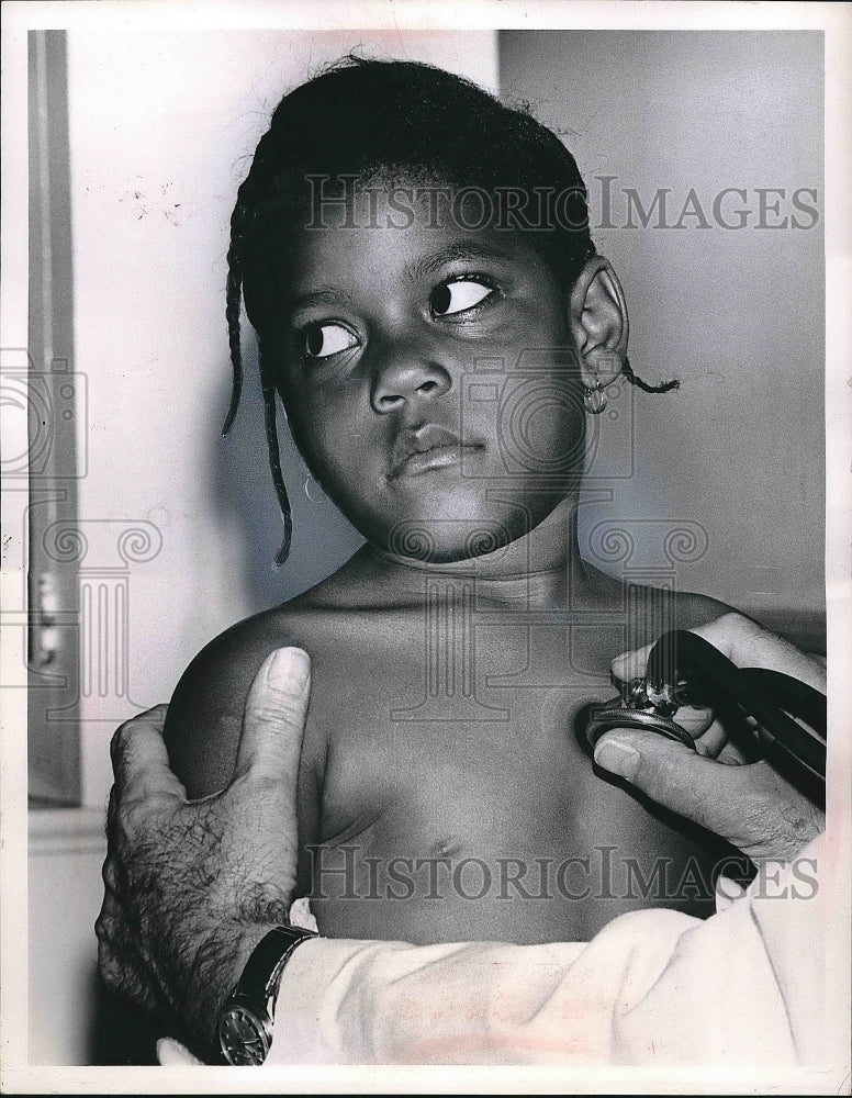 1968 Bridget Renee Bell at medical checkup  - Historic Images