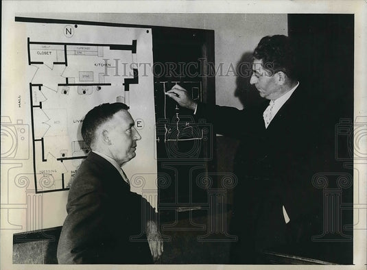 1934 Press Photo Dist. Atty. Arthur Veetch with defendant David Allen - Historic Images