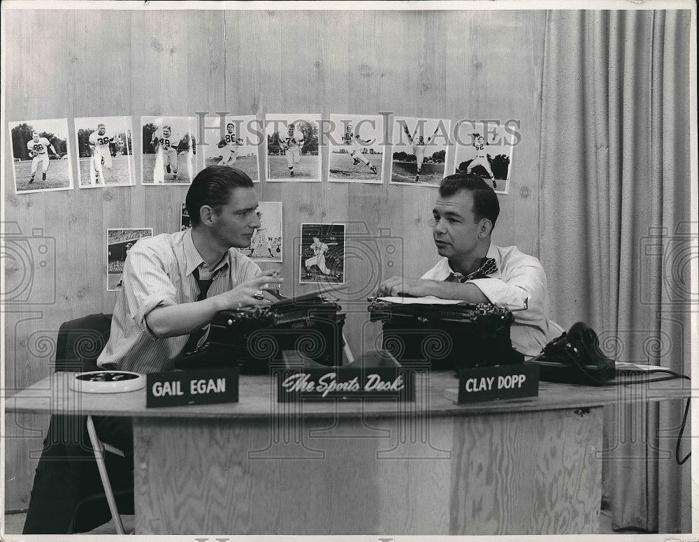 1950 Press Photo Sportscasters Gail Egan and Clay Dopp - nea55985 - Historic Images