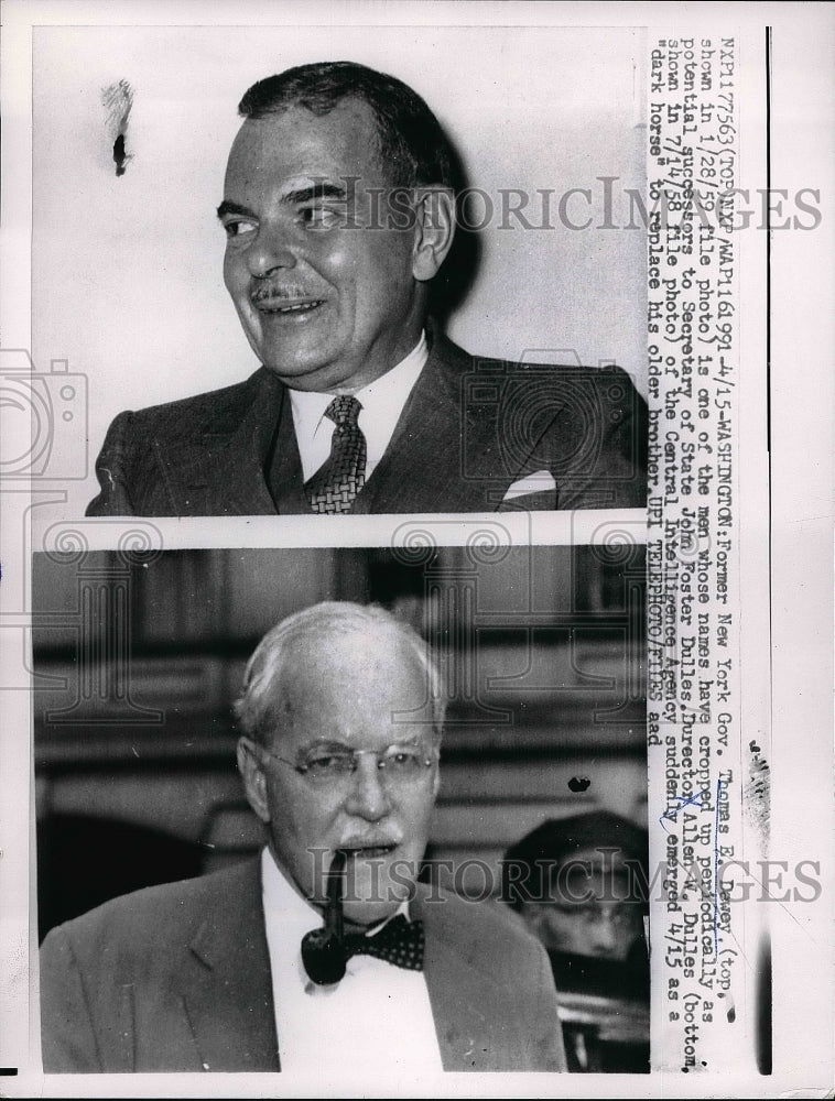 1959 former Gov. Thomas Dewey with Dir. Alan Dulles  - Historic Images