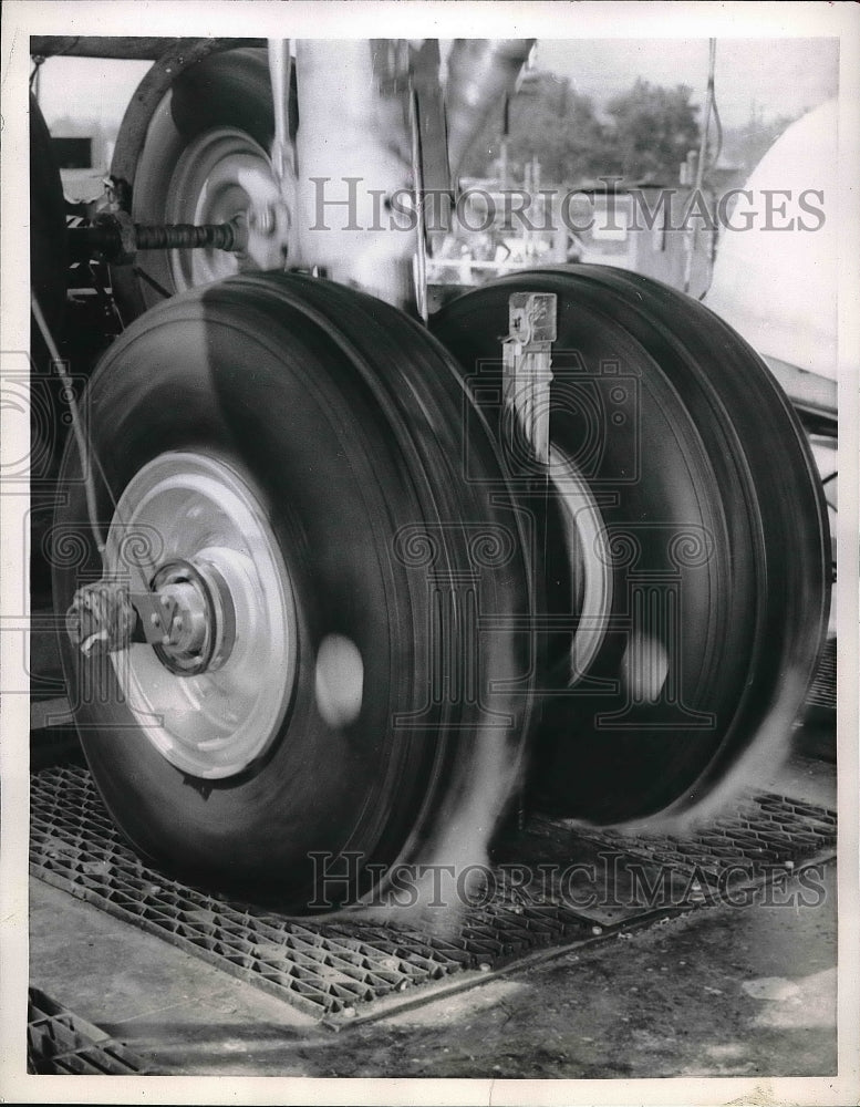 1957 The testing of airplane tires  - Historic Images