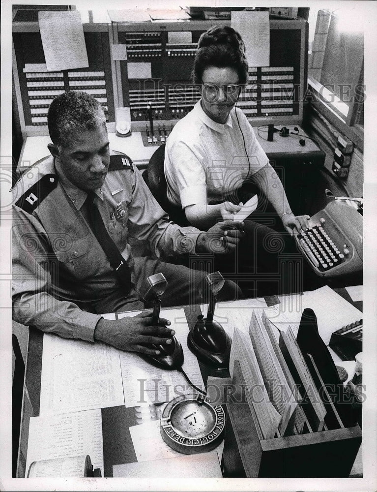 1969 POlice Capt. F.C. Churchwell with Mrs. Sue Sharke  - Historic Images