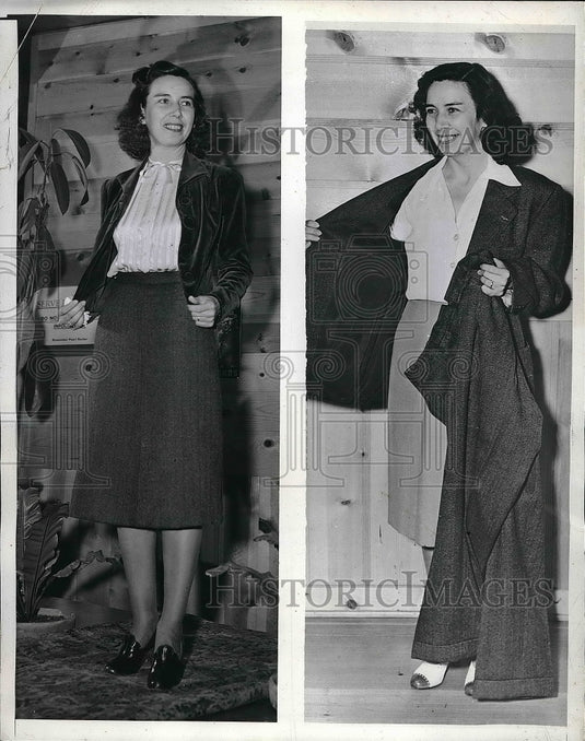 1942 Press Photo Mrs. Andrew Cannon modeling new clothes - nea56178 - Historic Images
