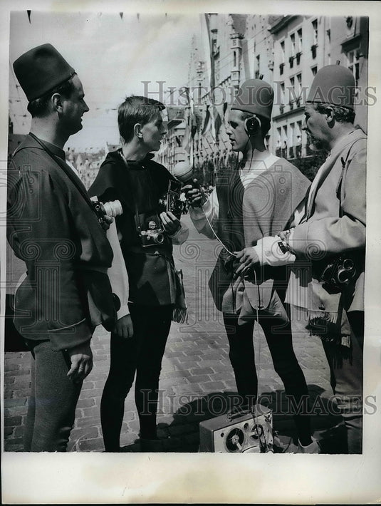 1962 Press Photo Photographers and Radio Reporters in medieval garb - nea56186 - Historic Images