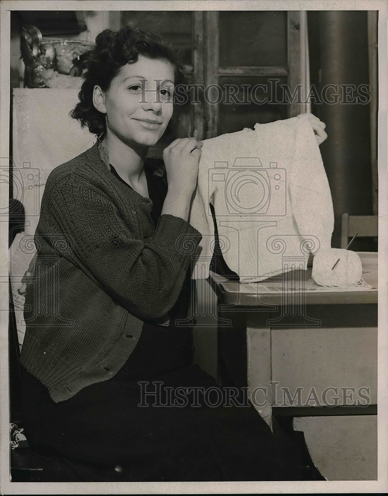 1937 Mrs. Joseph Healy Holding Knitted Sweater  - Historic Images