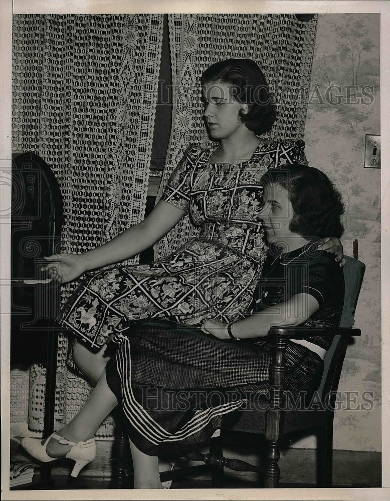 1938 Barbara Carroll Sitting On Arm Of Chair Occupied By Her Mother - Historic Images