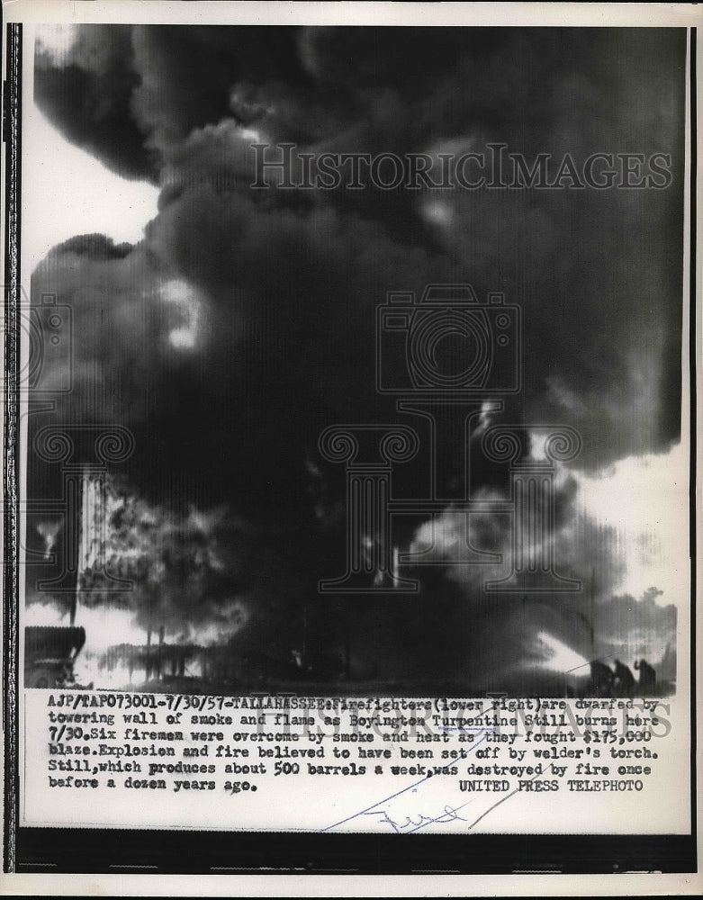 1957 Boyington Turpentine Still on Fire  - Historic Images