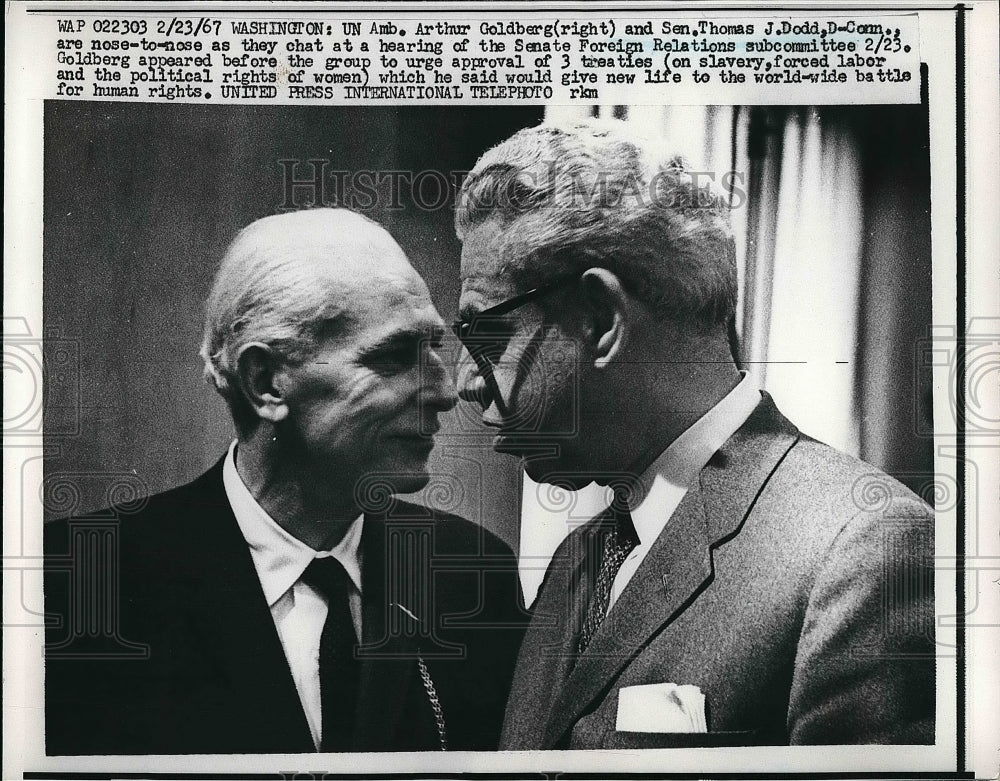 1967 Amb. Arthur Goldberg Sen. Thomas J. Dodd  - Historic Images