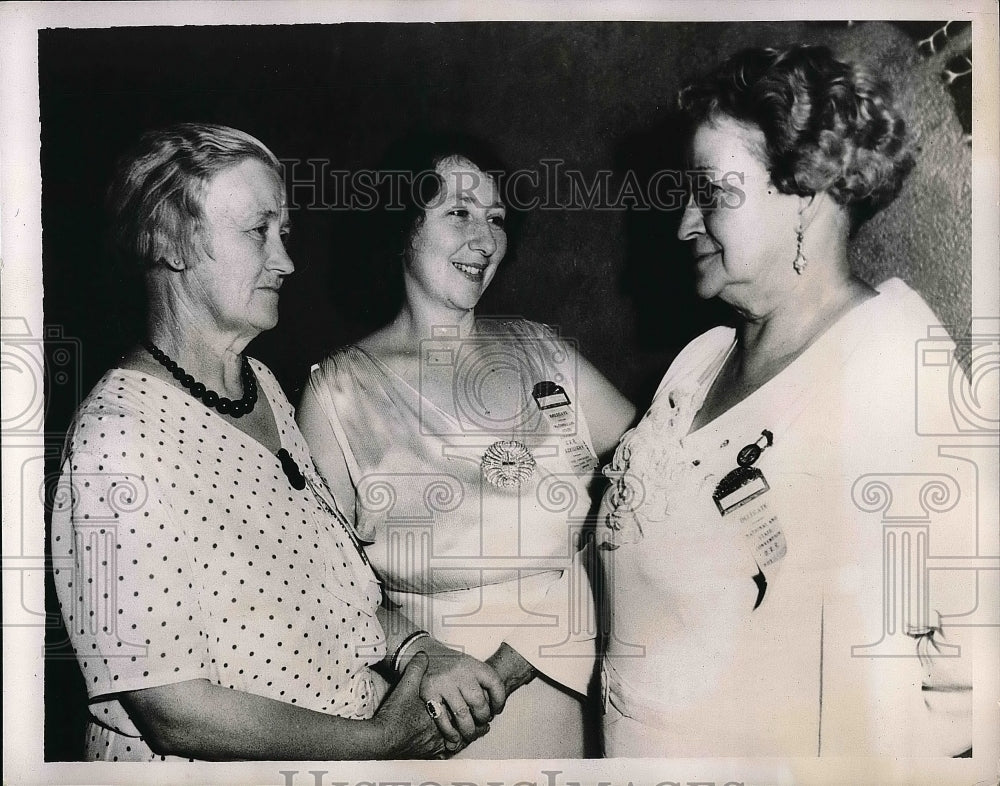 1936 Press Photo Mrs. Edyth Stoner, Margaret Stoner and Josephine Galbraith - Historic Images