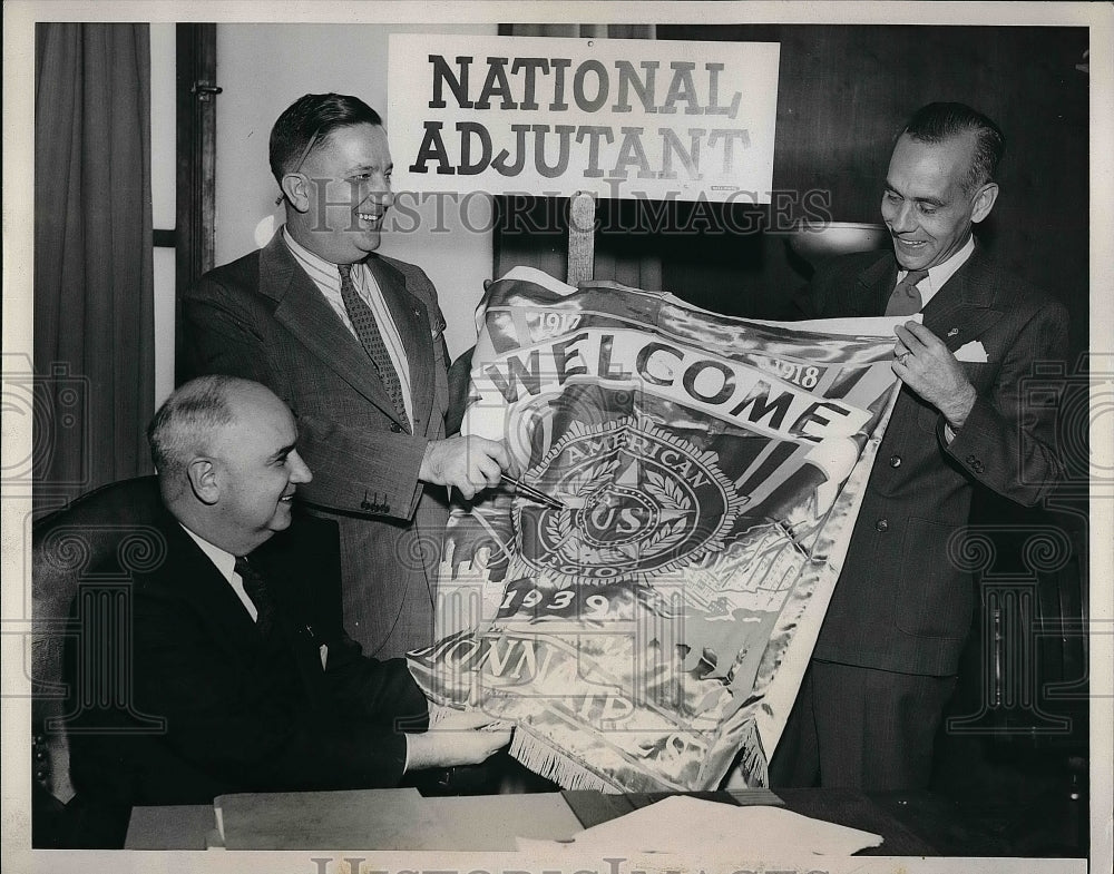 1939 Press Photo National adjutant Frank Samuel with HL. Plummer and C.M. Wilson - Historic Images