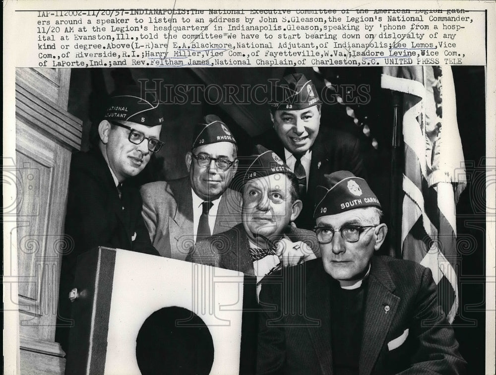 1957 Harry Miller Vice Commander,Isadore Levine &amp; Rev. Feltham James - Historic Images