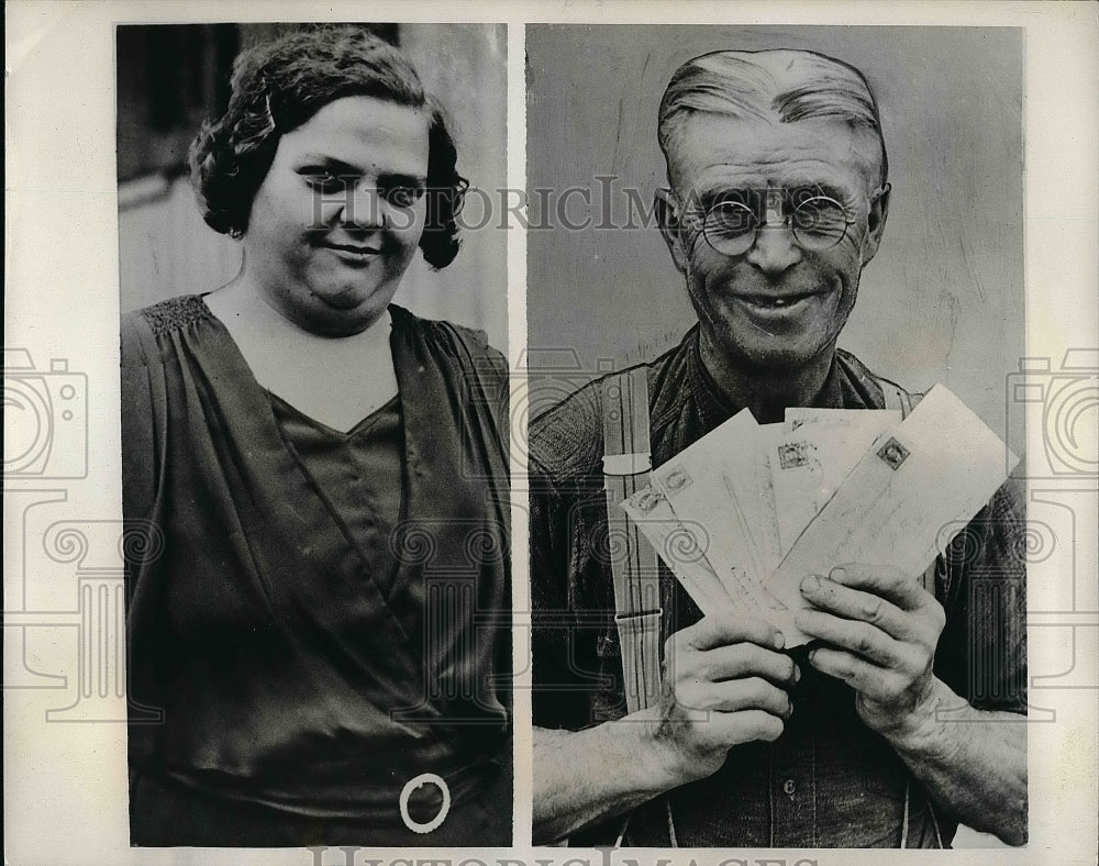 1937 Press Photo Agnes Strems and George Vlossing after getting engaged - Historic Images