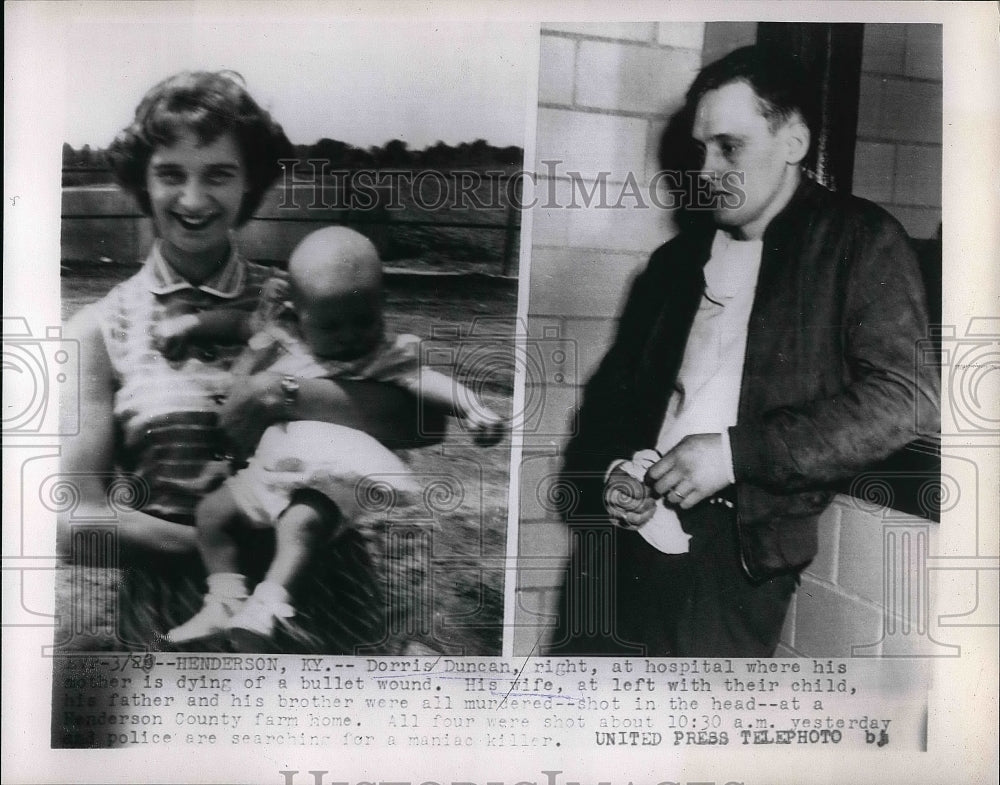 1955 Press Photo Doris Duncan and his wife and child - Historic Images