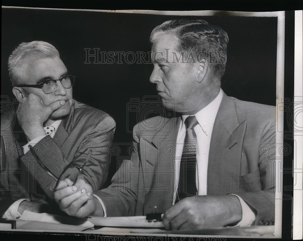 1959 John Dorfer talking with John Fitzgerald F.C.C. General Counsel - Historic Images