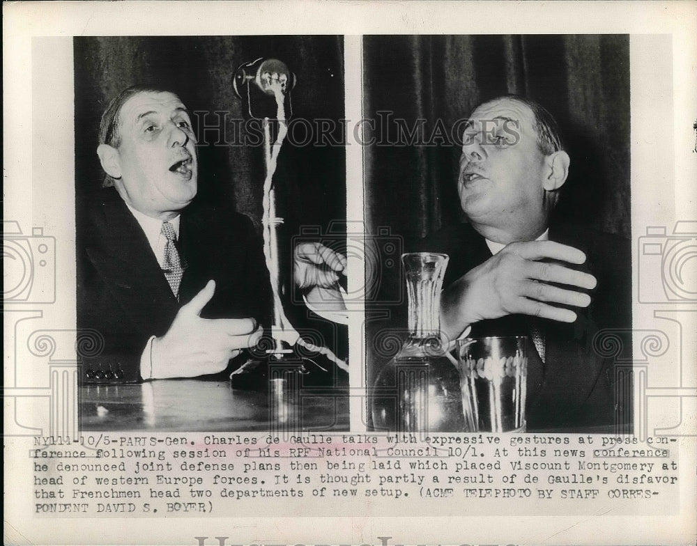 1948 Press Photo Gen. Charles de Gaulle at meeting - nea57306 - Historic Images