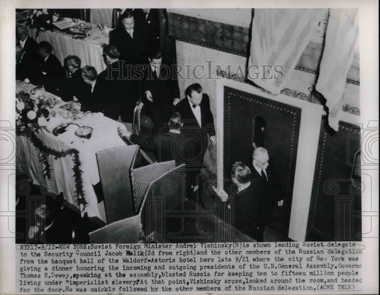 1960 Andrei Vishinsky, Jacob Malik, Waldorf - Historic Images