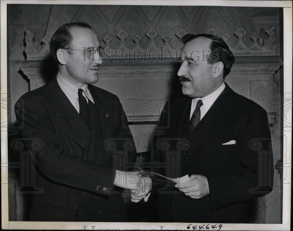 1942 Dr. Bogoljob Jevtich and Anthony Gerlach in meeting  - Historic Images