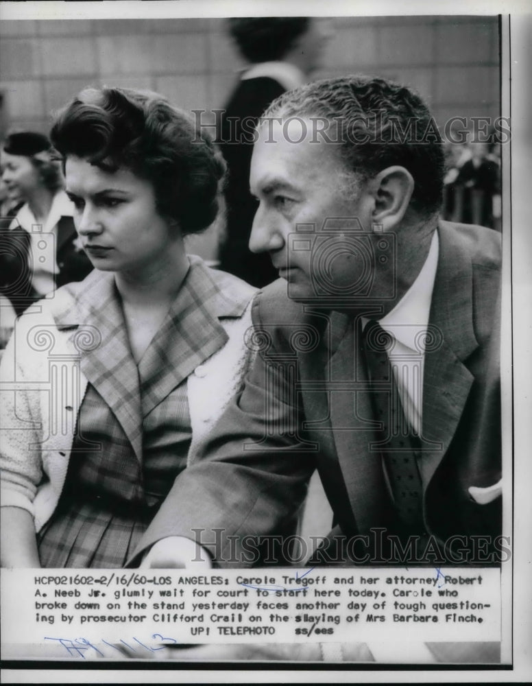 1960 Carole Tregoff &amp; Attorney Robert Neeb Wait For Court To Start - Historic Images