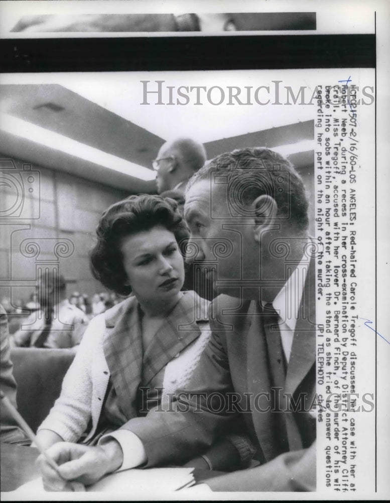 1960 Press Photo Carole Tregoff Discusses Case With Robert Neeb - Historic Images