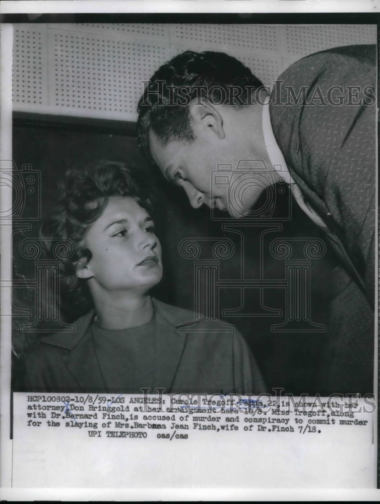1959 Press Photo Carole Tregoff, Attorney Don Bringgold, Murder of Barbara Finch - Historic Images