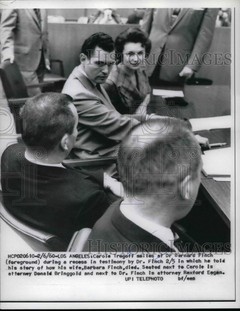 1960 Carole Tregoff &amp; Dr. Bernard Finch in court, murder trial - Historic Images