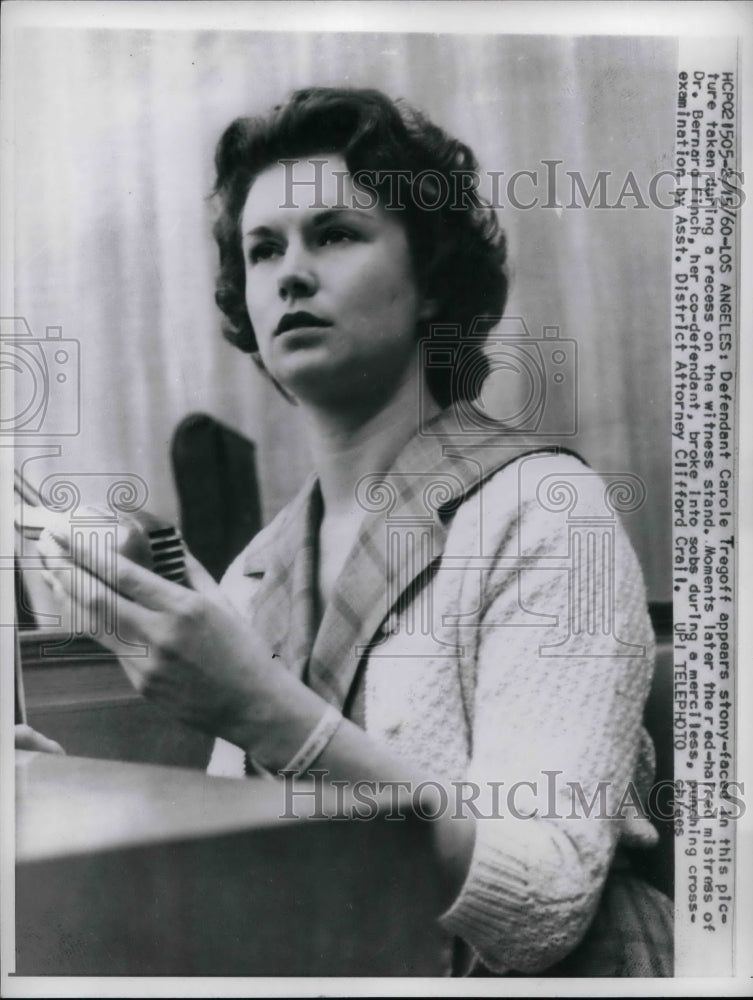 1960 Carole Tregoff, Accused of Murder on Witness Stand  - Historic Images
