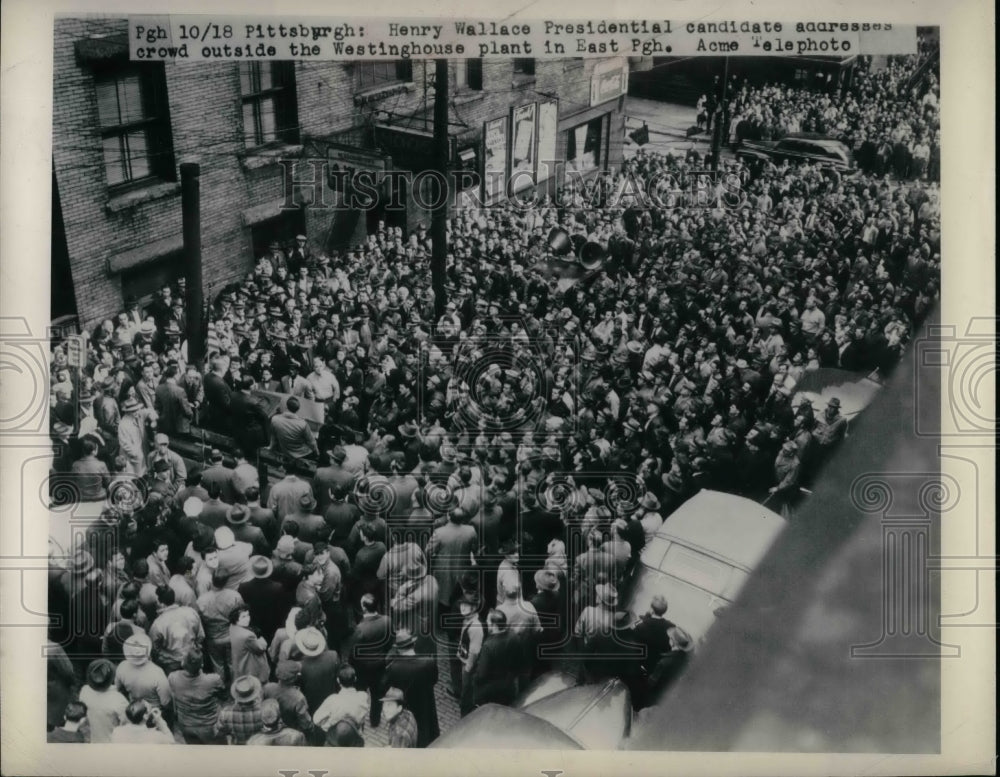 1948 Henry Wallace Presidential Candidate Addresses Westinghouse - Historic Images