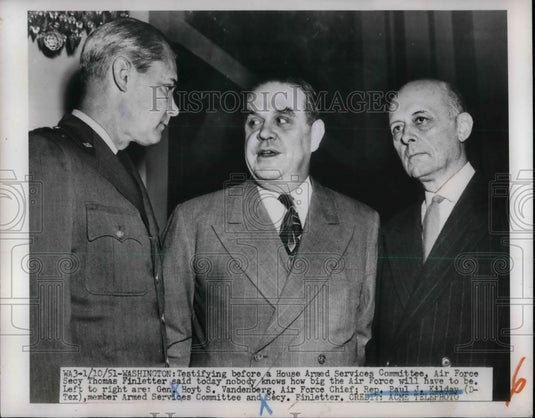 1951 Press Photo Air Force Secy. Thomas Finletter, Gen. Hoyt Vandenberg - Historic Images