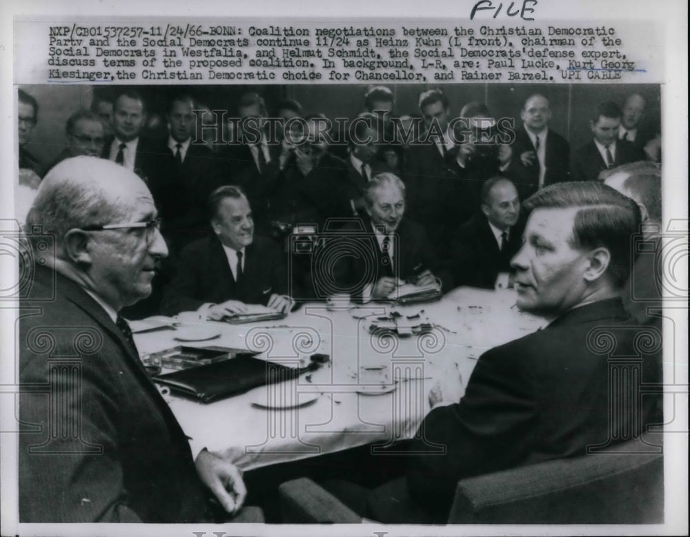 1966 German politicians Heinz Kuhn, Helmut Schmidt, Rainer Barzel - Historic Images