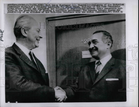 1966 German politicians Kurt Georg Kiesinger and Erich Mende - Historic Images