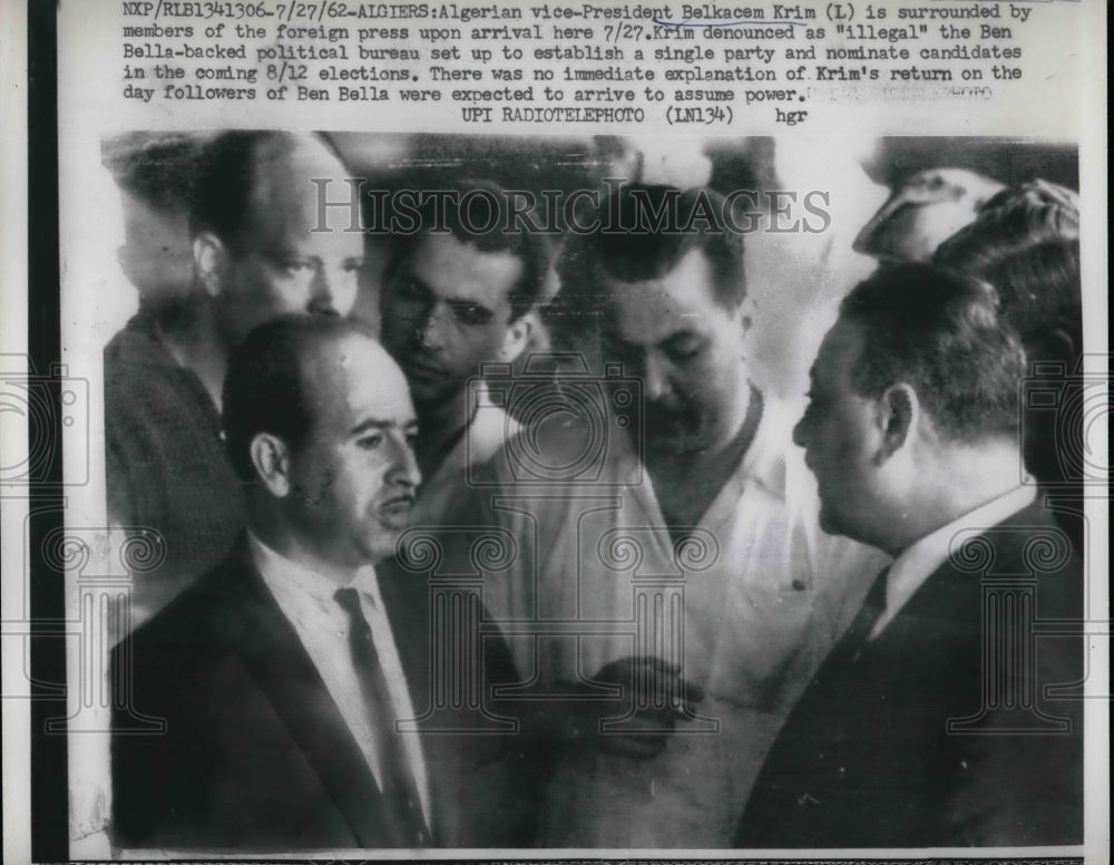 1962 Press Photo Algerian Vice President Belkacem Krim - Historic Images