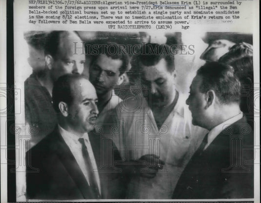 1962 Press Photo Algerian Vice President Belkacem Krim - Historic Images