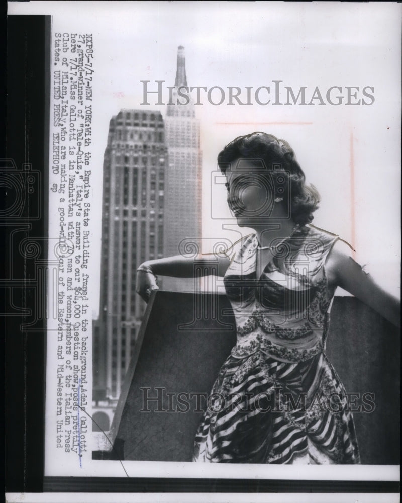 1956 Press Photo Adele Gallotti Italian Press Club Member Good-will Tour Of USA - Historic Images