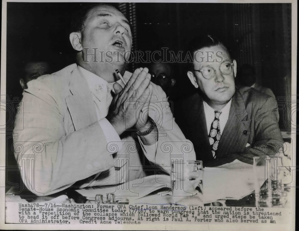 1947 Press Photo Chief Leon Hendersonat senate committee - nea58152 - Historic Images