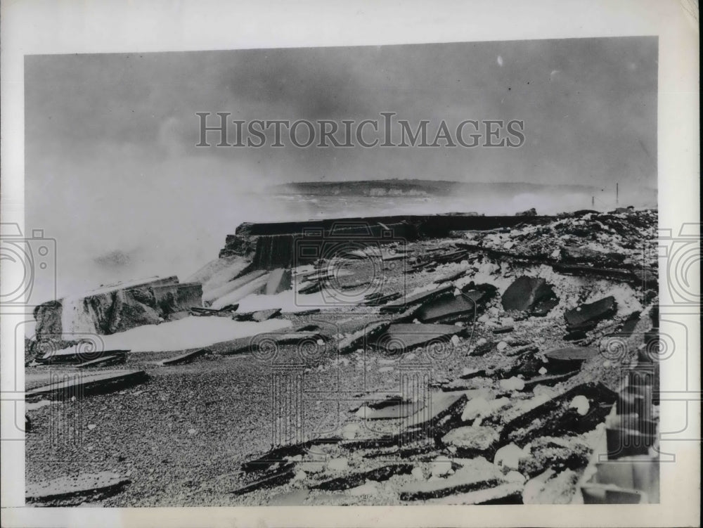 1946 Sea Wall at Seafood Sussex Gale Force Winds  - Historic Images