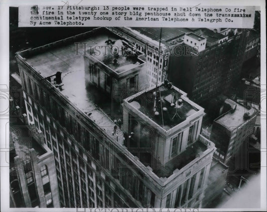 1950 13 People Tapped in Bell Telephone Company Building  - Historic Images