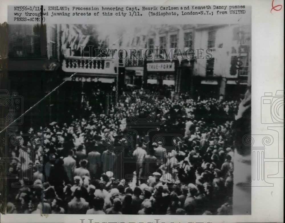 1952 Procession Honoring Capt Henrick Carlsen  - Historic Images