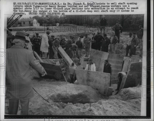1957 Dr. Joseph H. Kris Bennny Hooper trapped  - Historic Images