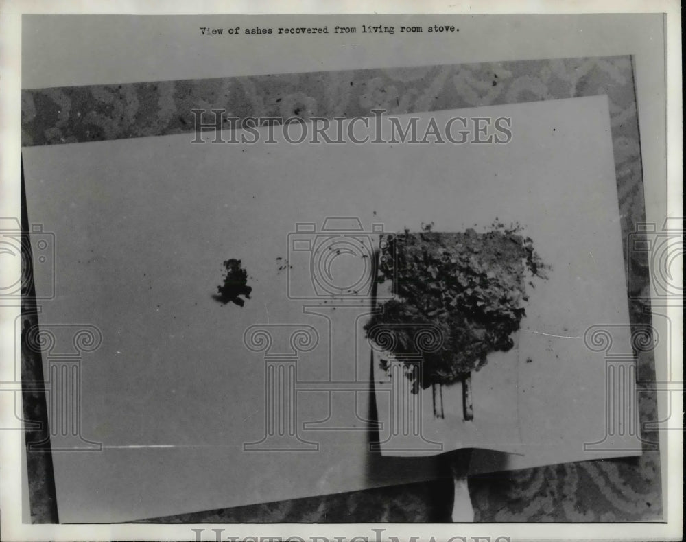 1935 View Of Ashed Recovered From Living Room Stove  - Historic Images
