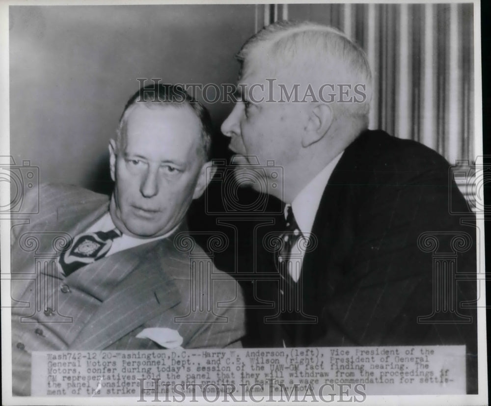 1945 Harry Anderson, VP of General Motors Personnel & C. E. Wilson - Historic Images