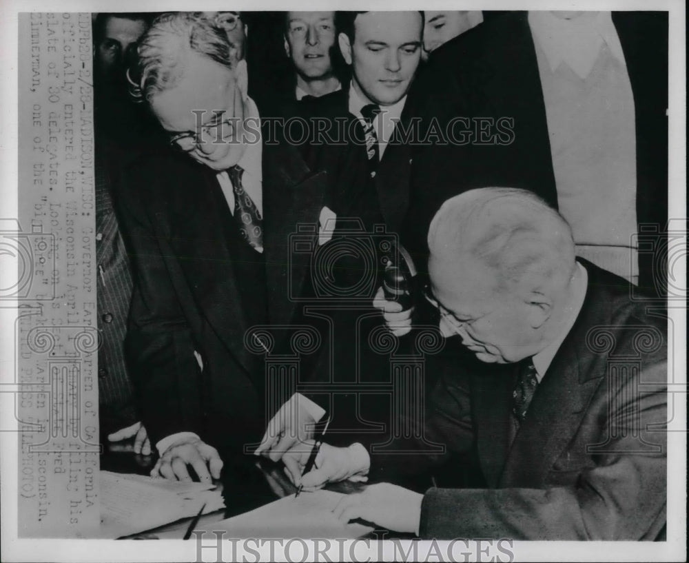 1952 Gov. Earl Warren of California.  - Historic Images
